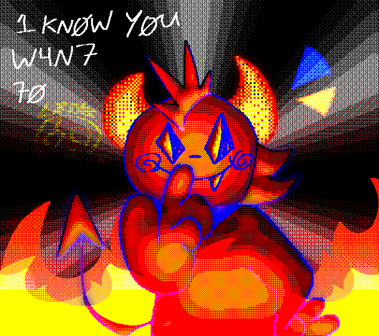 Pixel art of a tempting demon